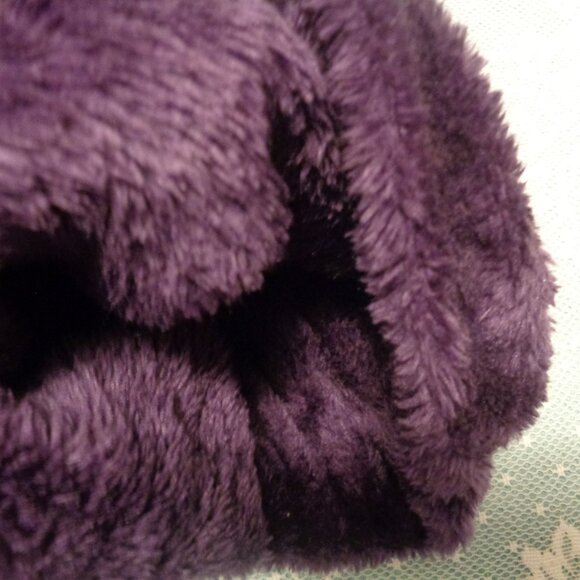 PLUSH PURPLE KNIT PARTIAL FACE WARM HAT main image 5